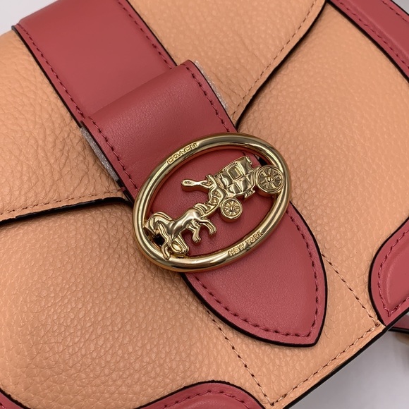 COACH Georgie Saddle Bag In Colorblock COLOR:
Gold/Faded Blush/Taffy - Picture 4 of 16